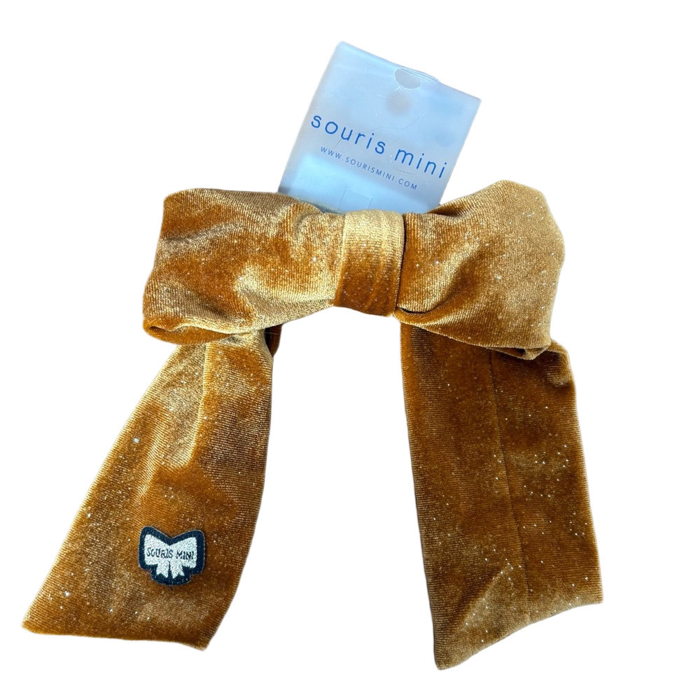 Souris Mini Velvet Hair Bow in Gold